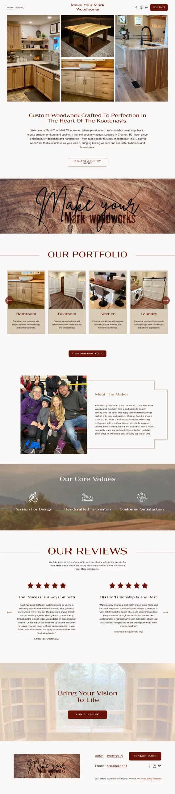 Make Your Mark Woodworks website preview