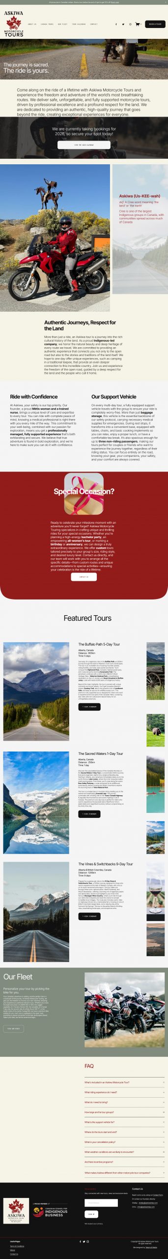 Askiwa Motorcycle Tours website preview