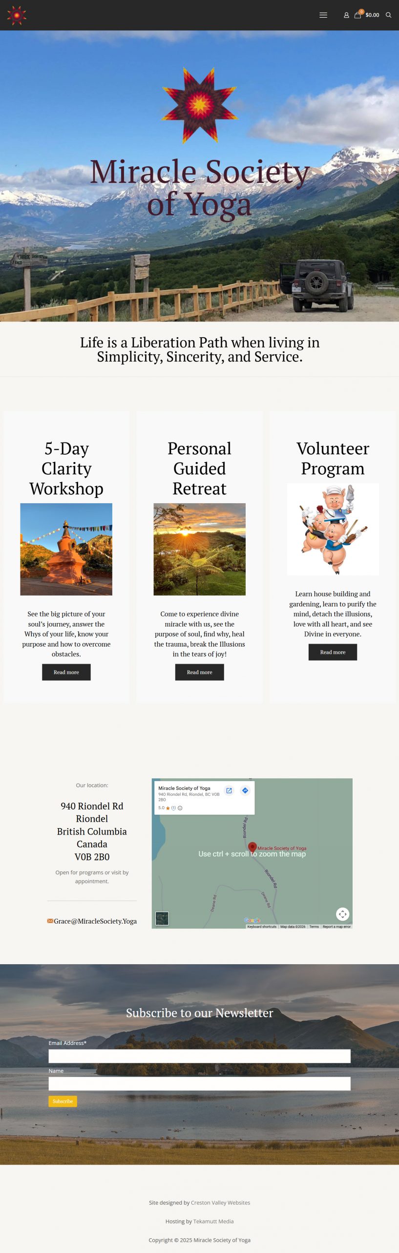 Miracle Society of Yoga website preview
